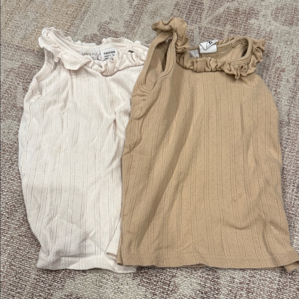 Jamie Kay Ruffled Tank Tops - Cream and Tan